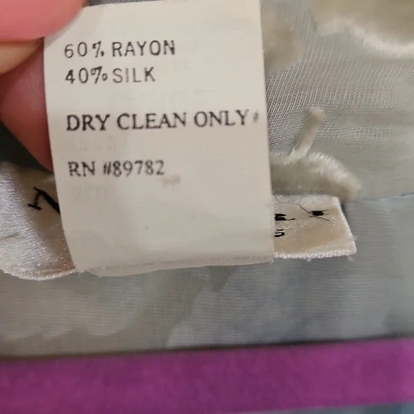 NWT NATORI BLUE FALLING LEAVES LONG VELVET BURNOUT SILK‎  KIMONO - Picture 6 of 13